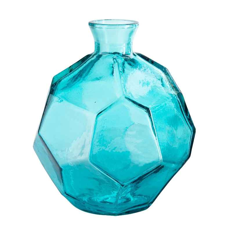 Origami Recycled Glass Vase - Blue